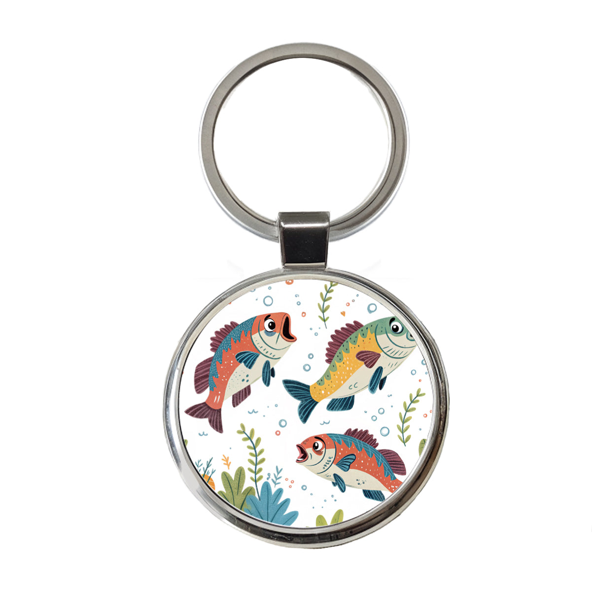 Fish Fishing Cute Cartoon Round Metal Keychain