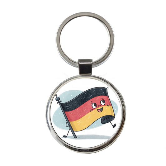 Kawaii Germany Flag Round Metal Keychain