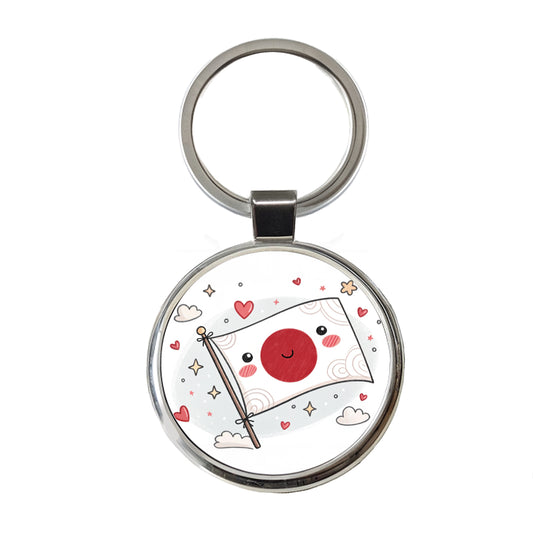 Kawaii Japan Flag Round Metal Keychain