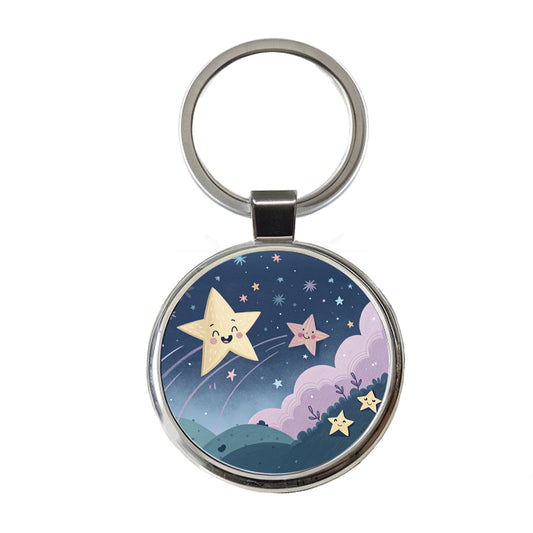 Kawaii Milky Way Round Metal Keychain