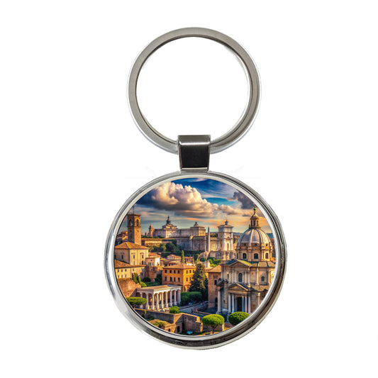 Ancient Rome City Roman Cityscape Round Metal Keychain
