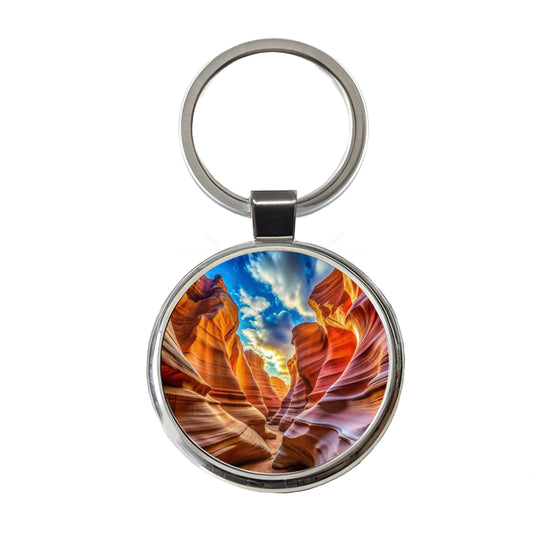 Antelope Slot Canyon Utah Nevada Round Metal Keychain