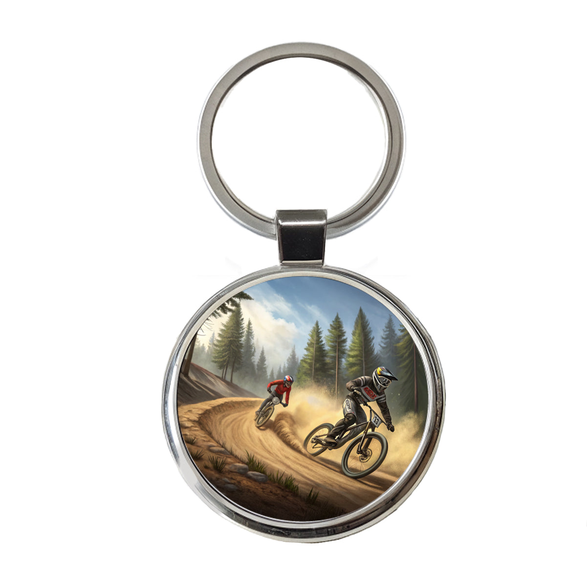 Bicycle Motocross Bikes Racing Round Metal Keychain