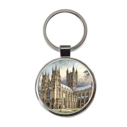 Canterbury Cathedral England Great Britain Round Metal Keychain