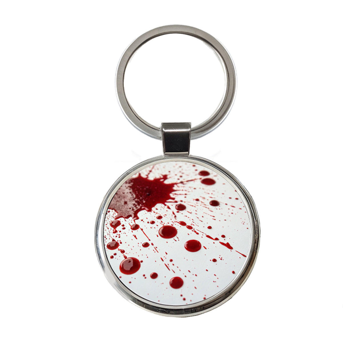 Close-Up Blood Splatters Round Metal Keychain
