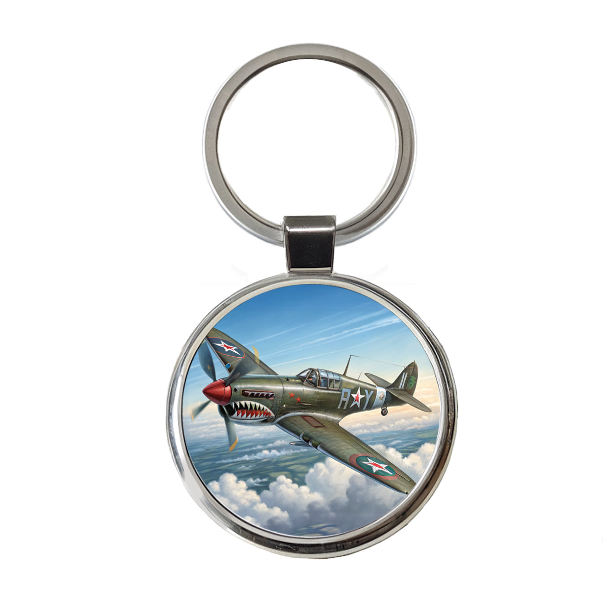 Curtiss P-40 Warhawk WWII US Fighter Bomber Plane Round Metal Keychain