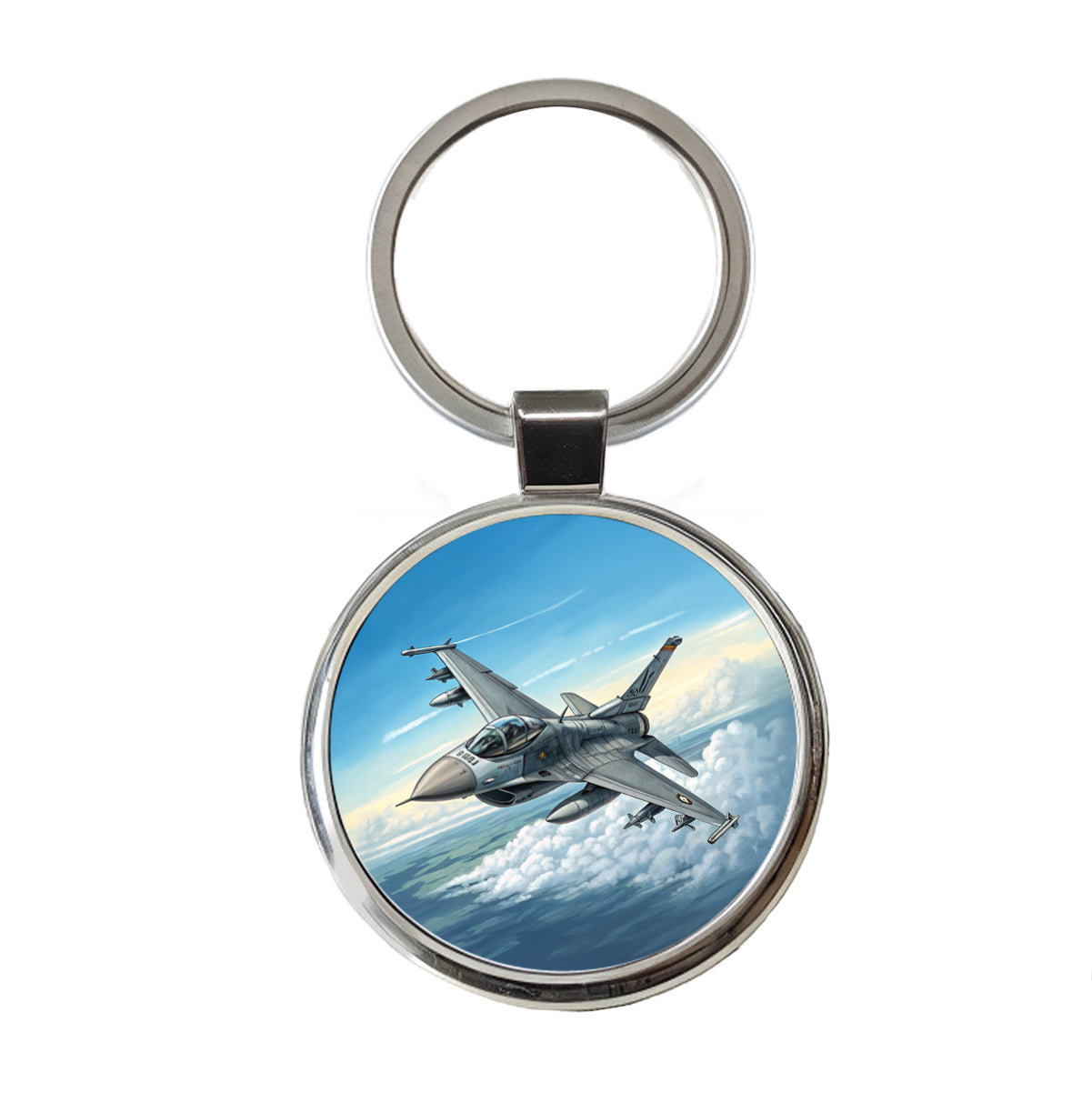 F-16 Fighting Falcon Viper US Air Force Air Superiority Fighter Plane Round Metal Keychain