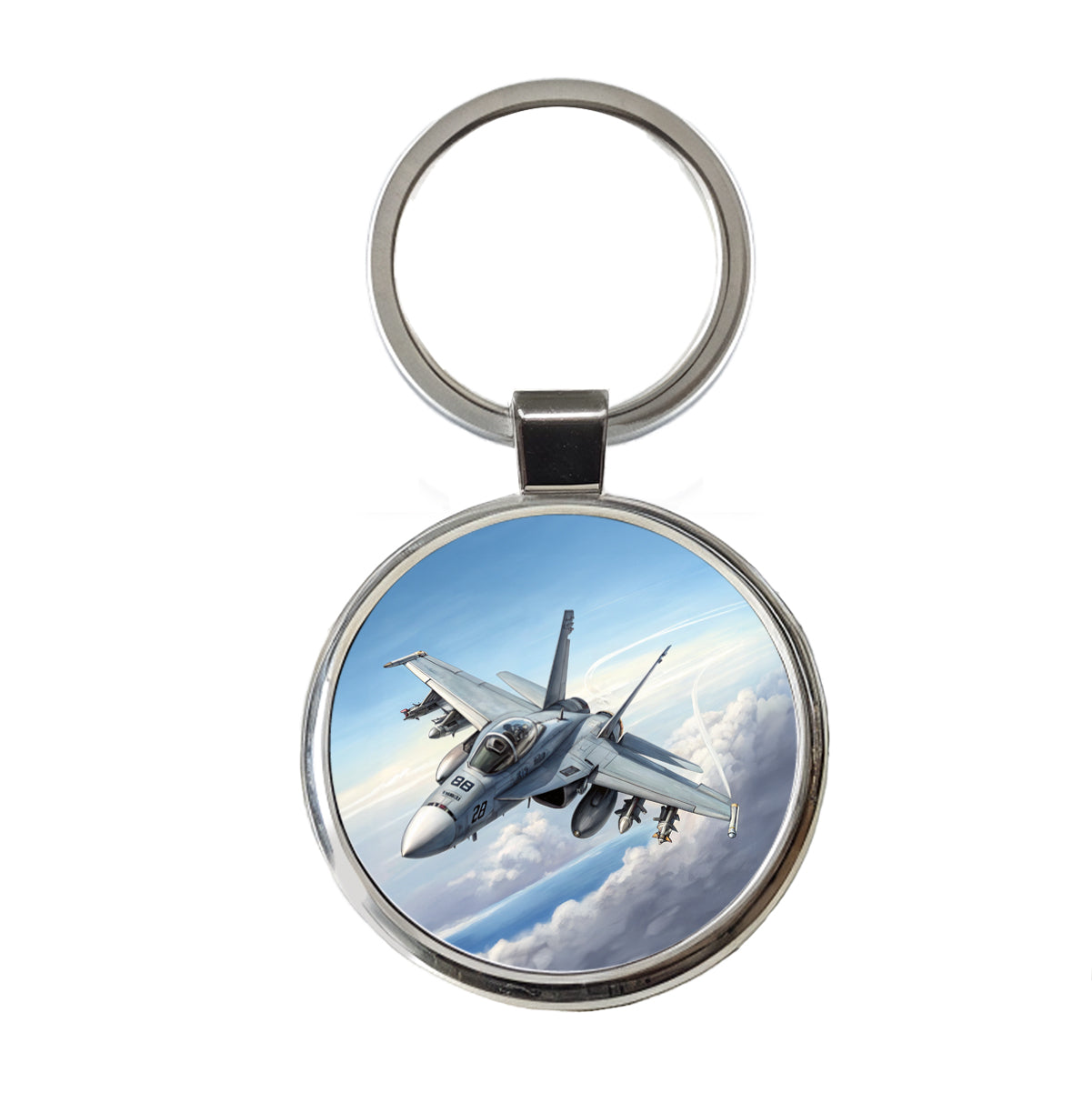 FA-18 Hornet US Navy Multirole Fighter Plane Round Metal Keychain