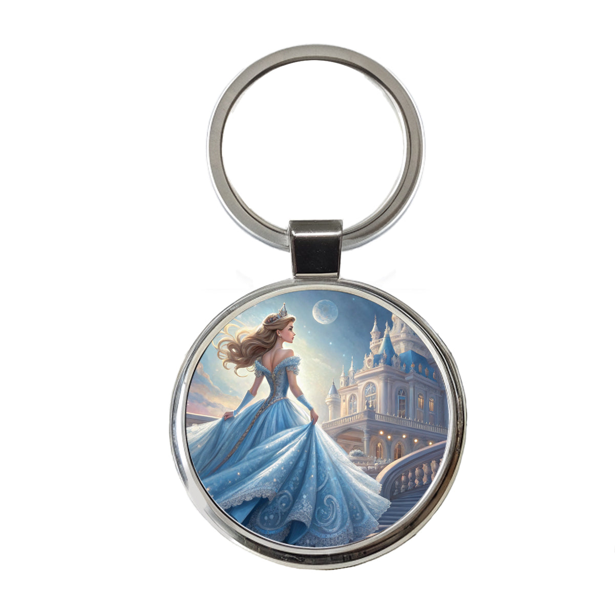 Fairy Tale Princess In Ball Gown Round Metal Keychain
