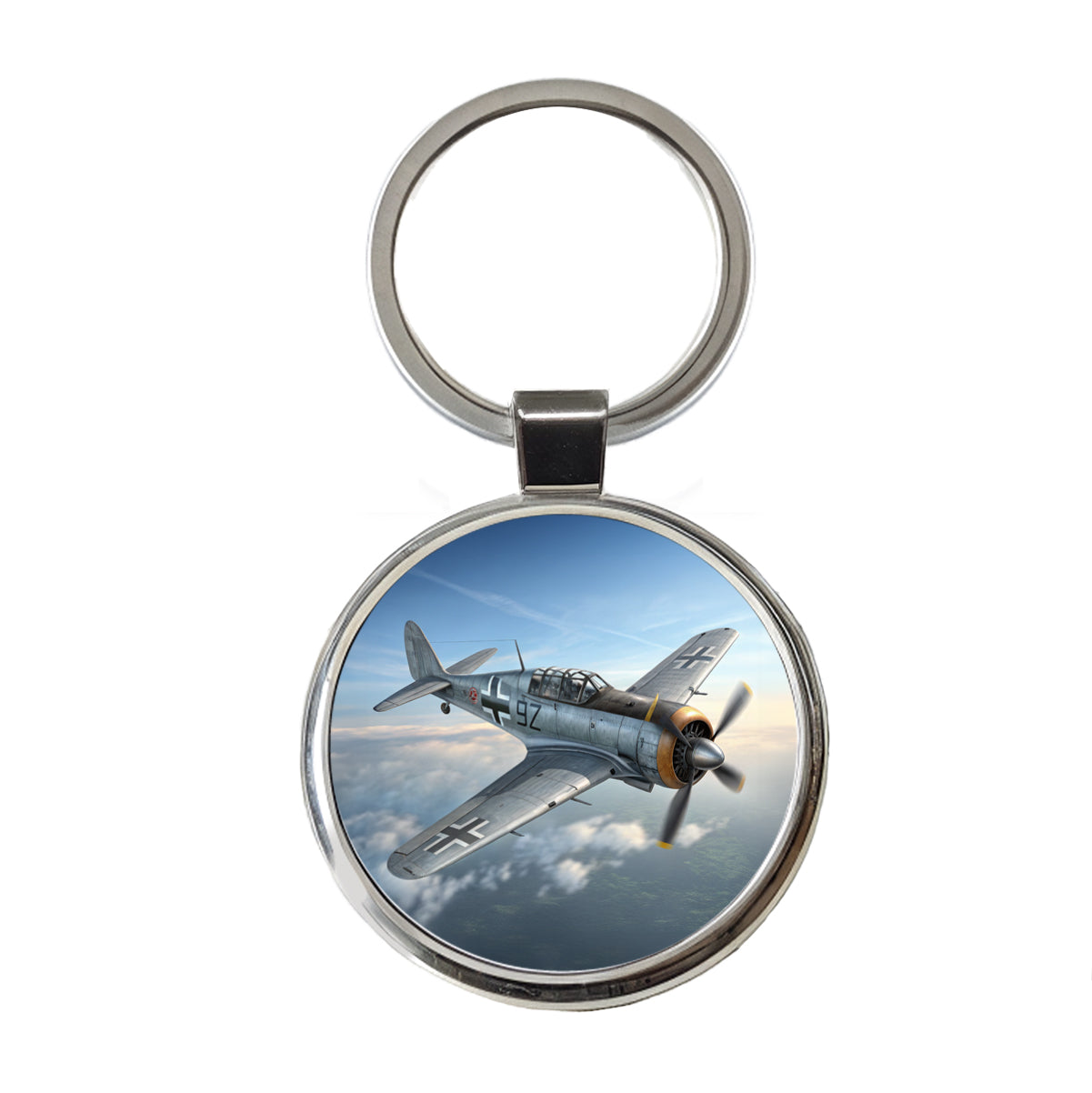 Focke Wulf Fw-190 WWII German Fighter Plane Round Metal Keychain