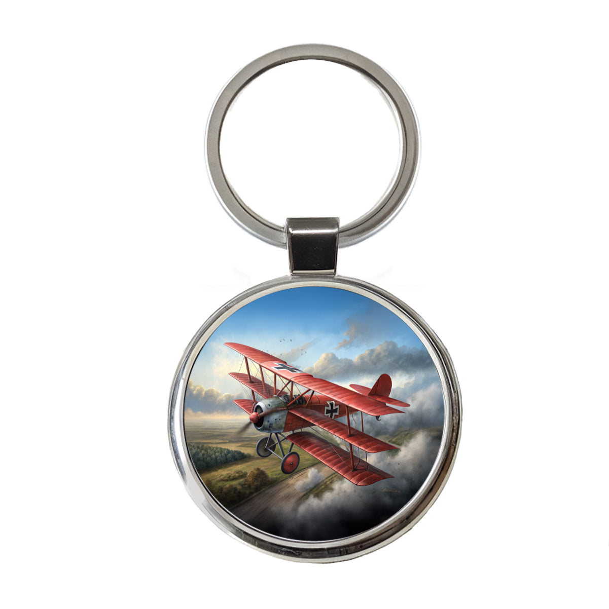 Fokker Dr.I Triplane WWI German Fighter Plane Round Metal Keychain