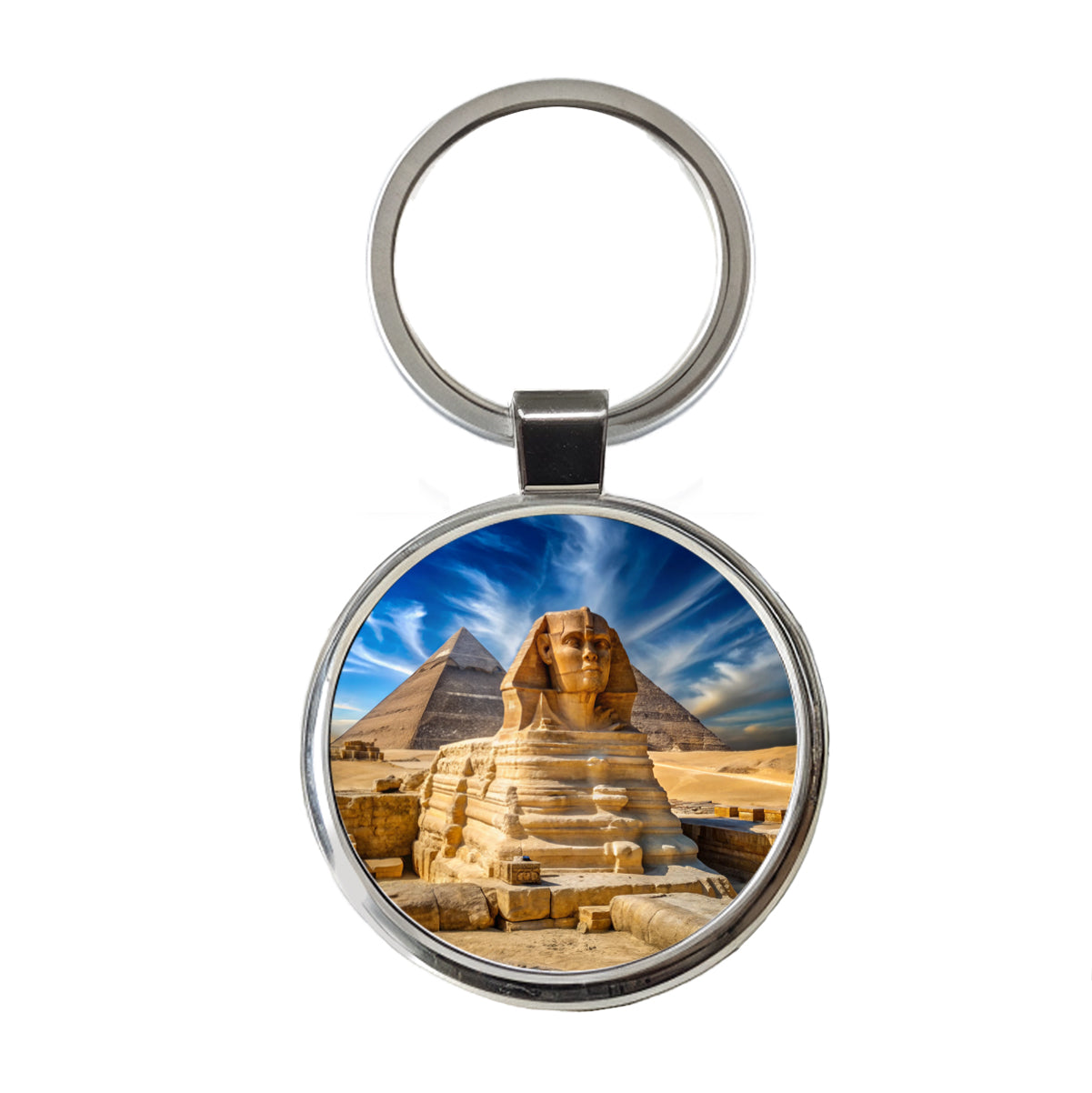 Great Sphinx Of Giza Pyramids Egypt Round Metal Keychain