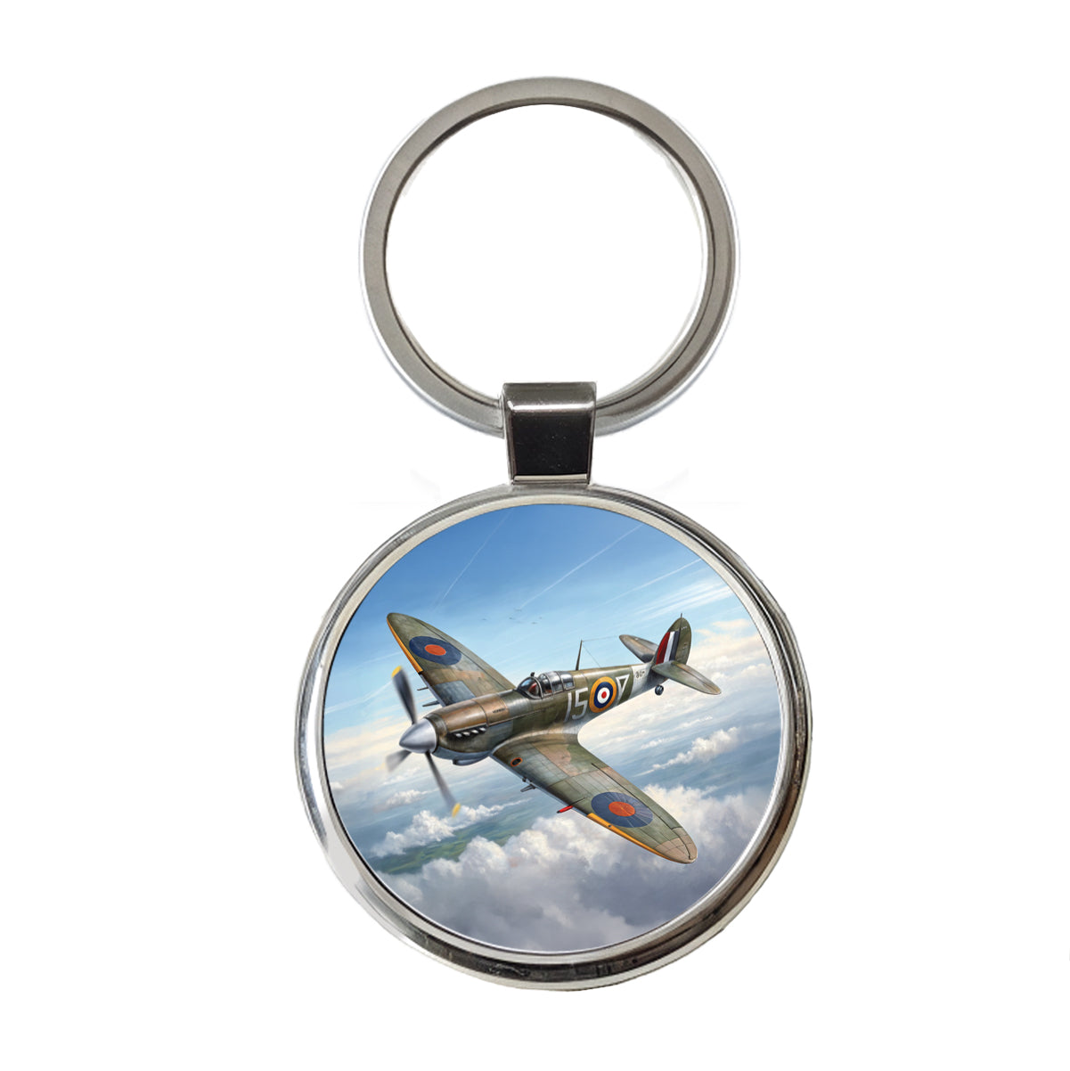 Hawker Hurricane WWII British Fighter Plane Round Metal Keychain