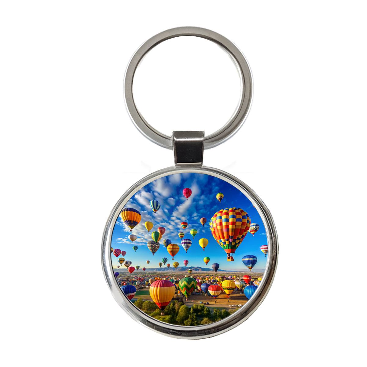 Hot Air Balloons In The Sky Balloon Festival Albuquerque Round Metal Keychain