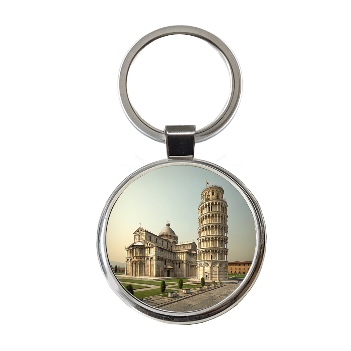 Leaning Tower Of Pisa Italy Round Metal Keychain
