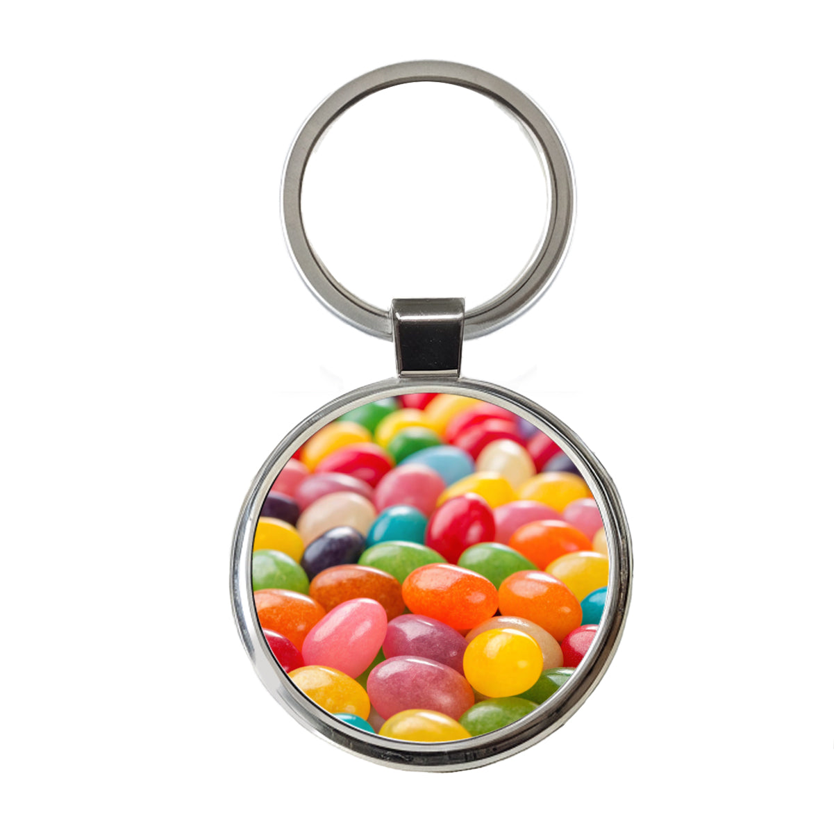 Lots of Jelly Beans Easter Candy Round Metal Keychain