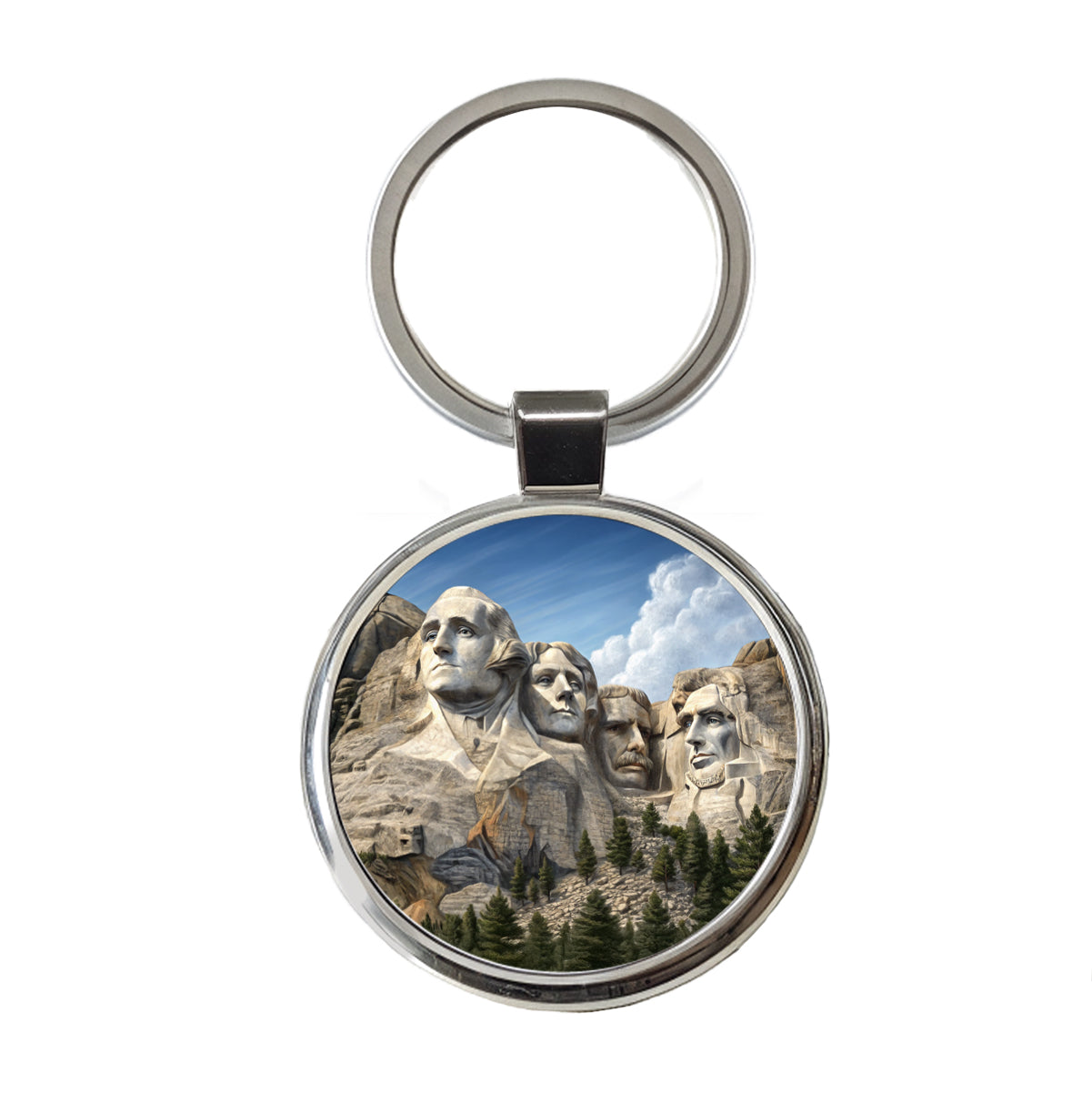 Mount Rushmore National Memorial Black Hills South Dakota Round Metal Keychain