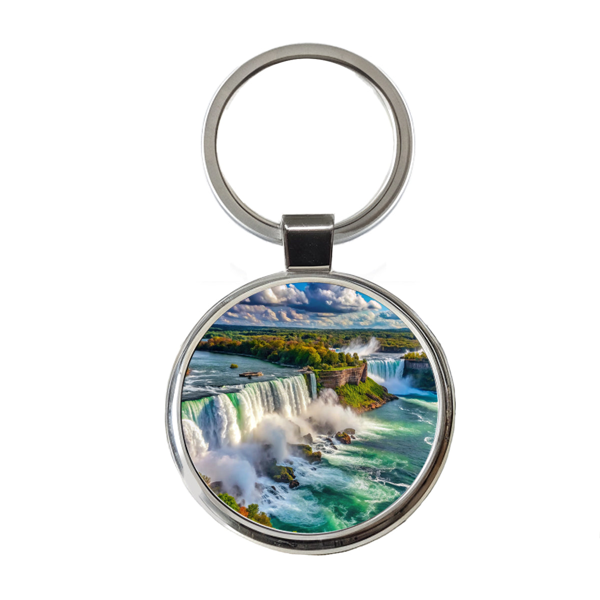 Niagara Falls New York Round Metal Keychain