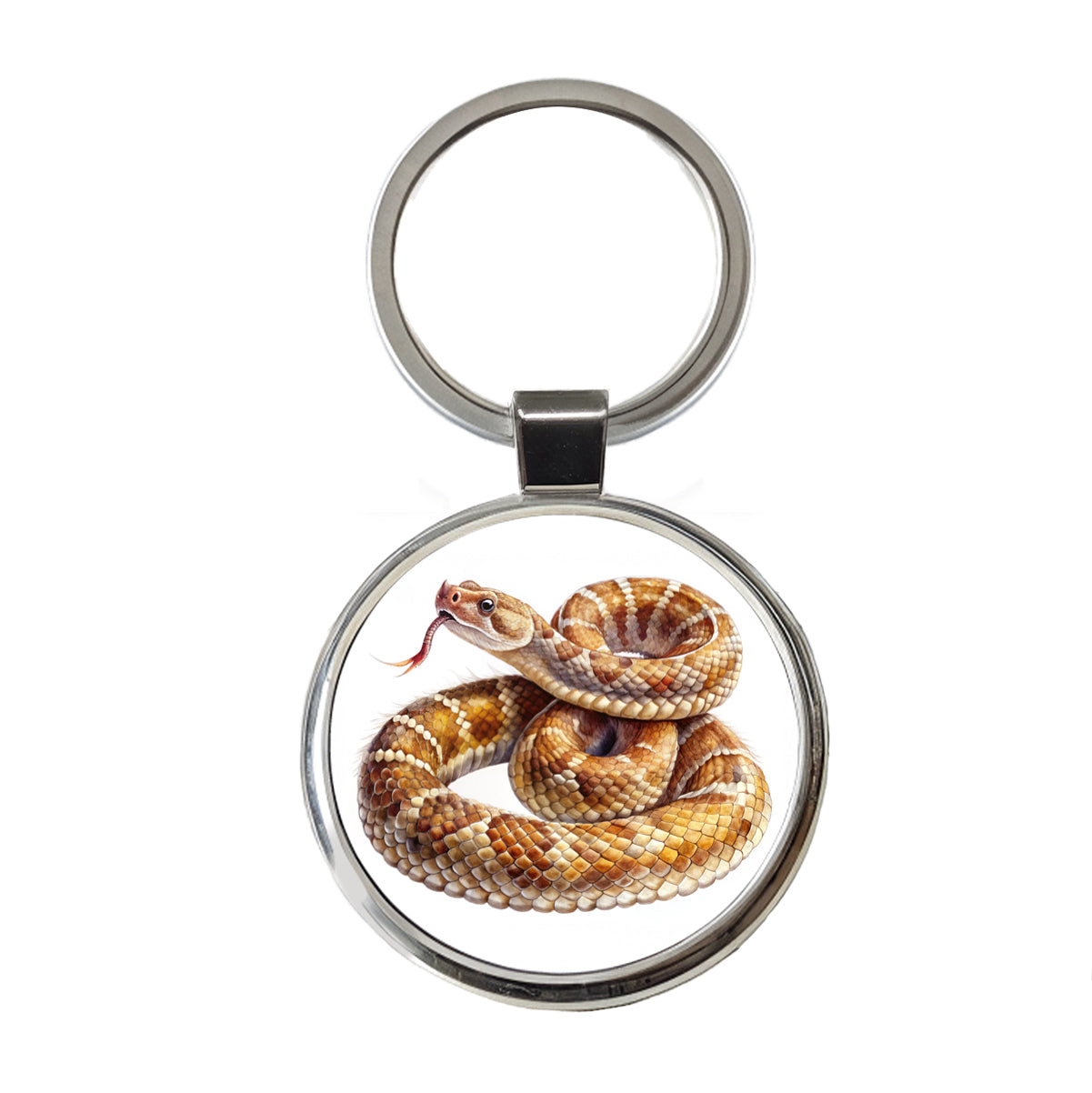 Rattlesnake Snake Reptile Watercolor Round Metal Keychain