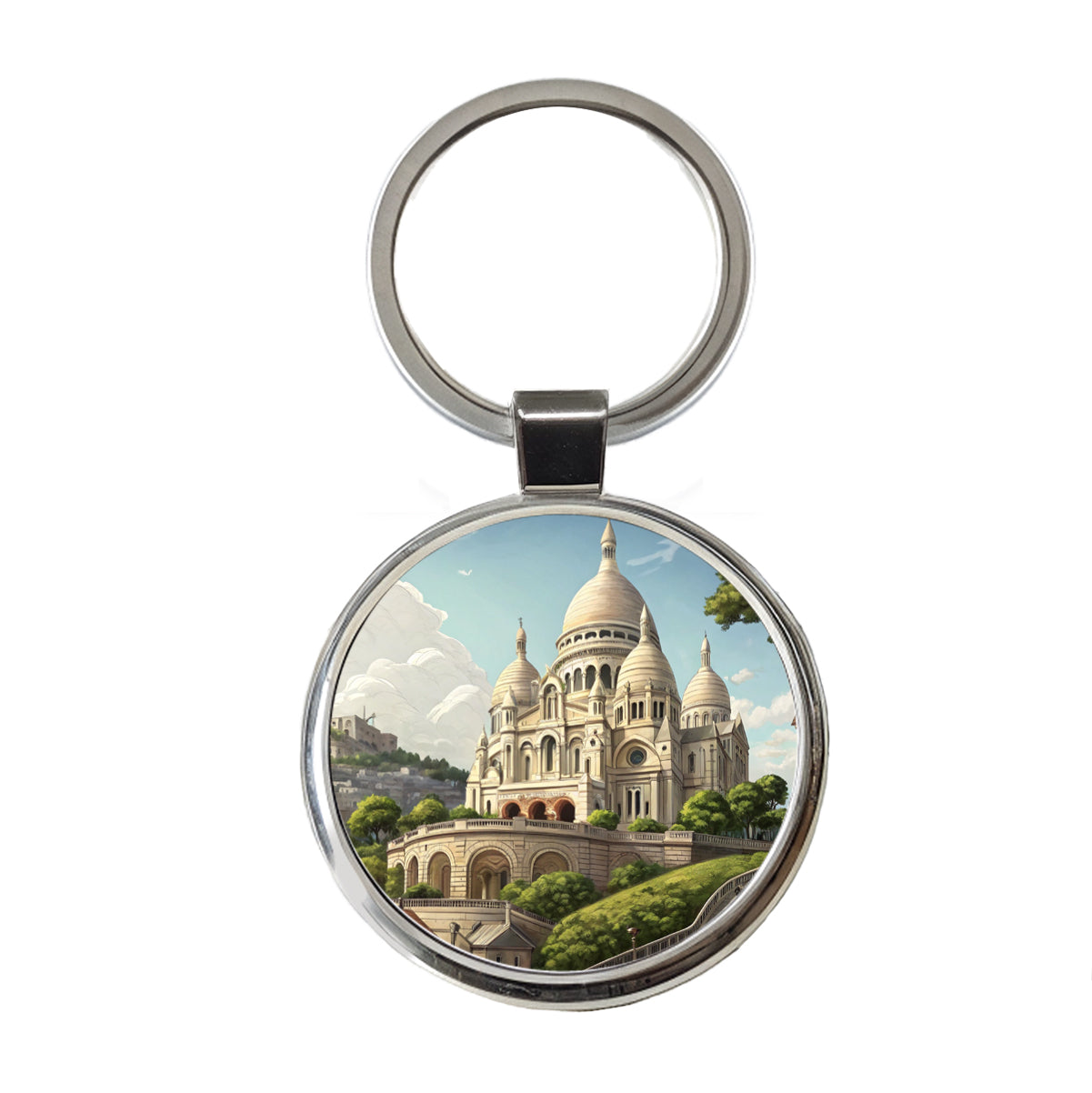Sacre Coeur Church Paris France Round Metal Keychain