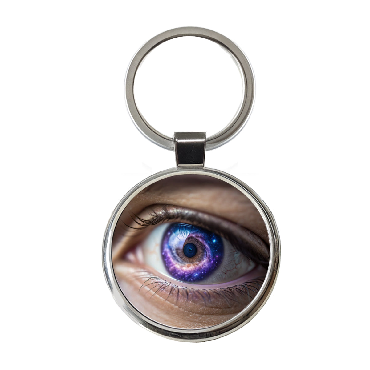 The Galaxy Seen Through Her Eyes Round Metal Keychain