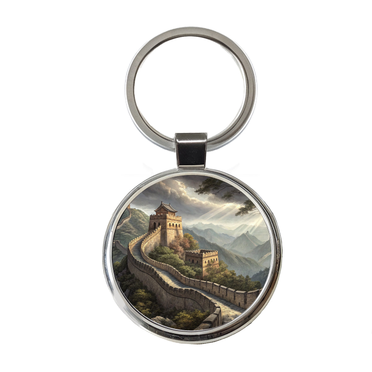 The Great Wall Of China Round Metal Keychain