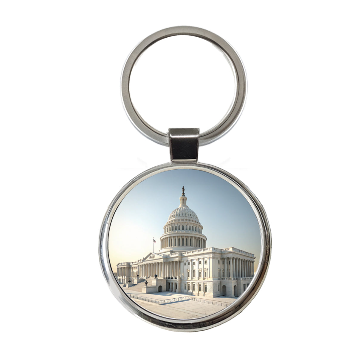 US Capitol Building Washington DC Round Metal Keychain