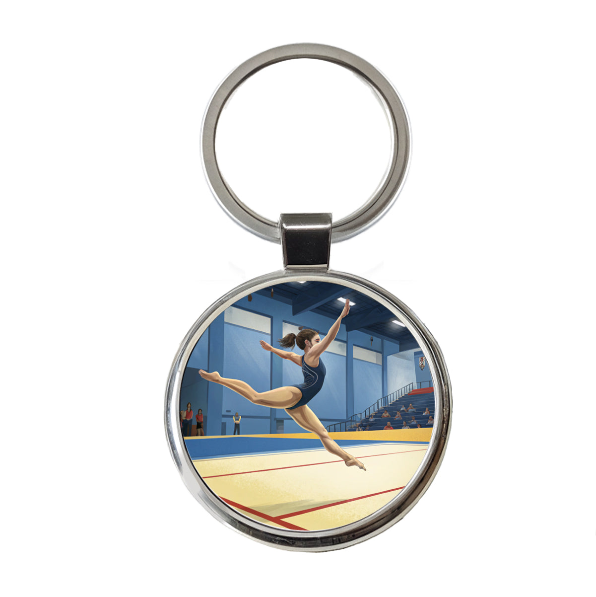 Women's Gymnastics Floor Routine Round Metal Keychain