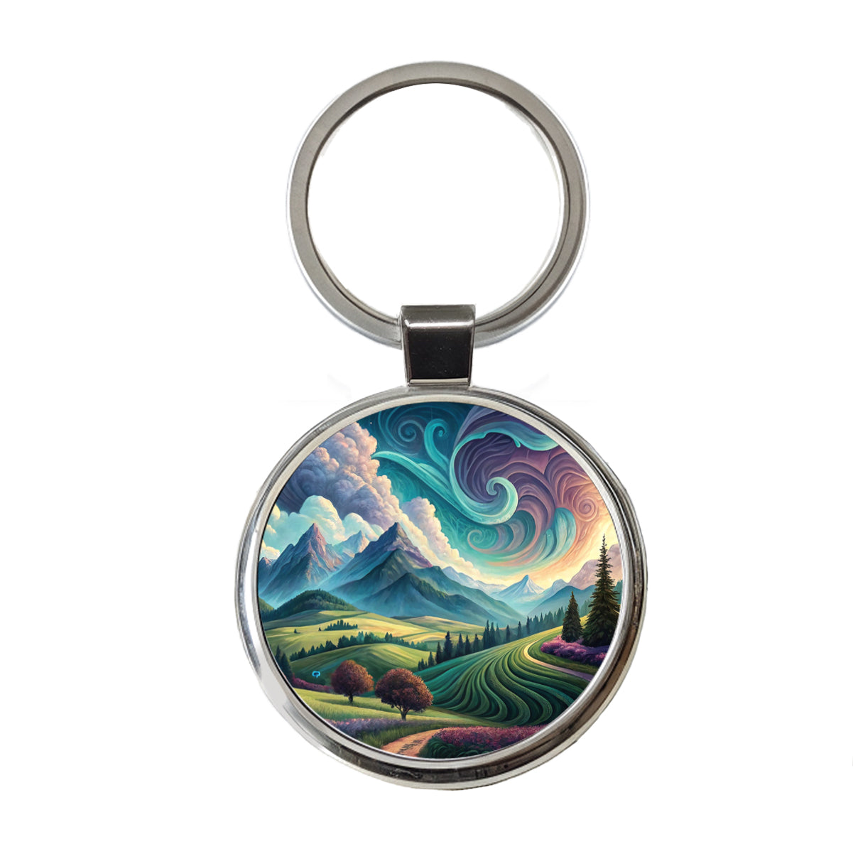 Abstract Pastels Landscape Round Metal Keychain