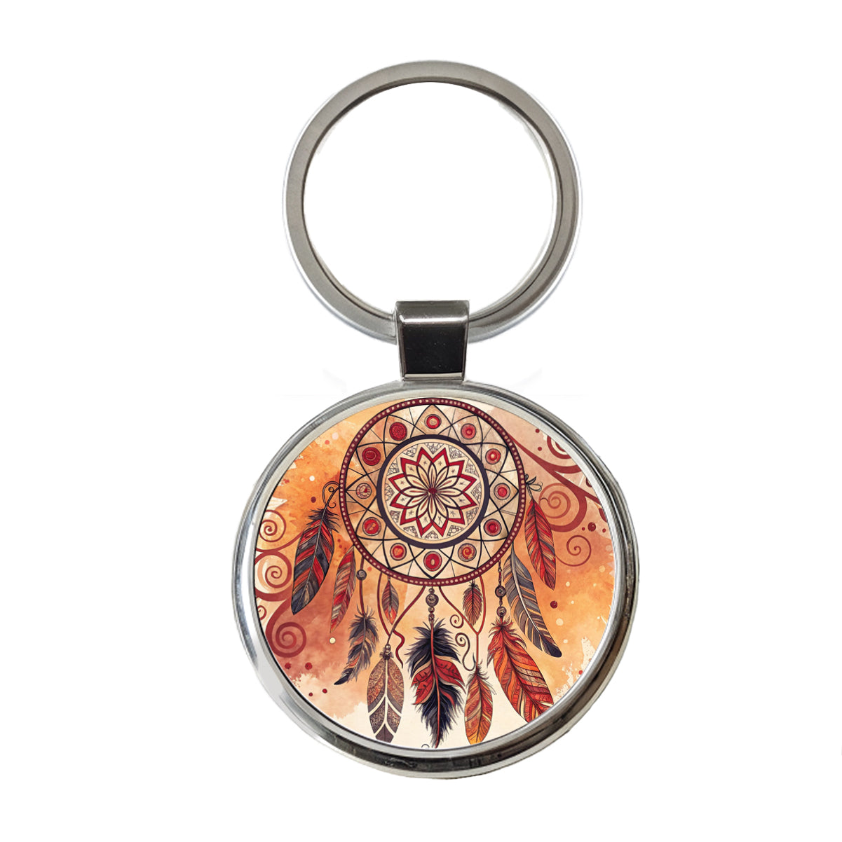 Abstract Southwestern Dream Catcher Design Round Metal Keychain