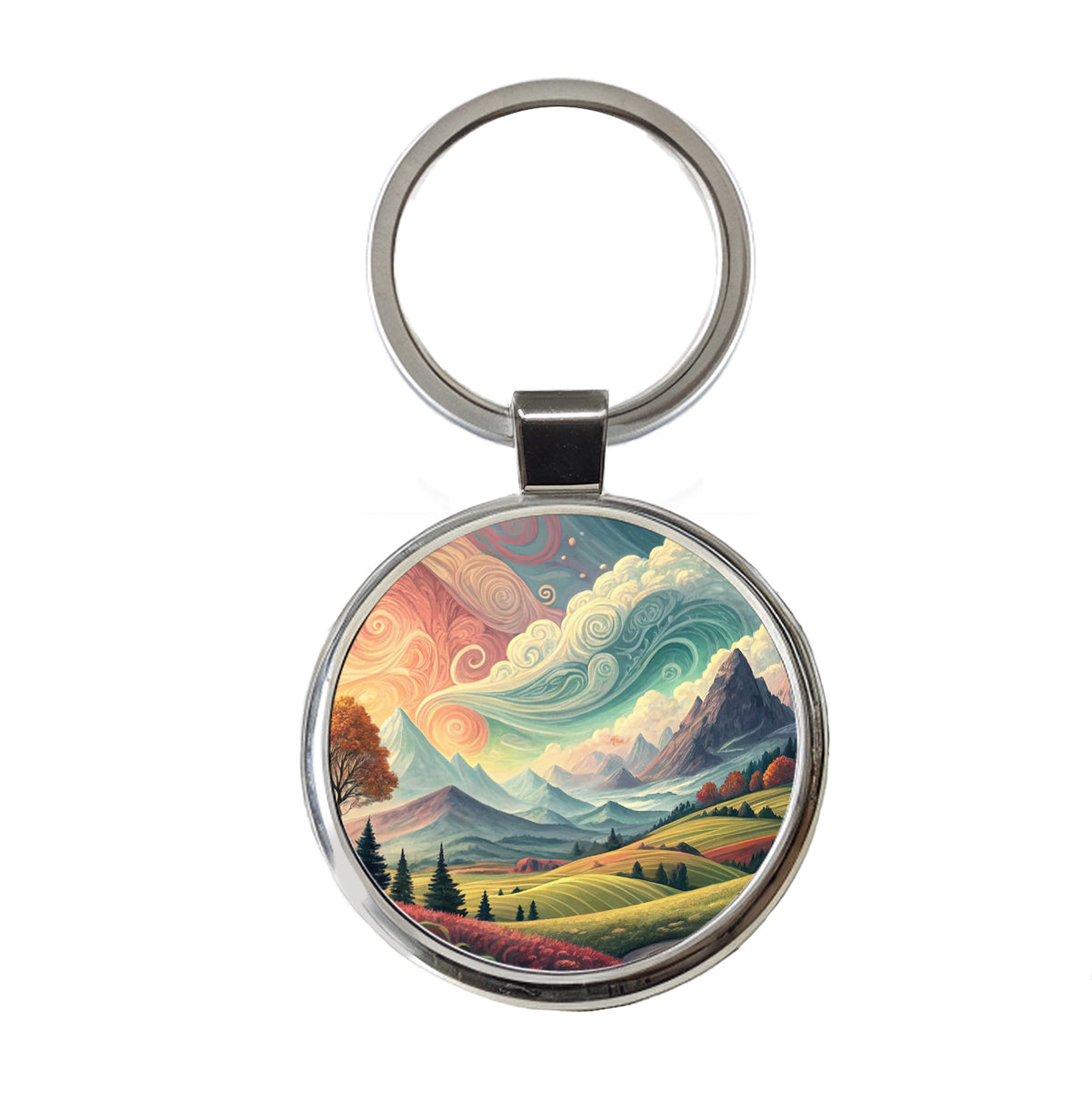 Abstract Tranquil Landscape Round Metal Keychain