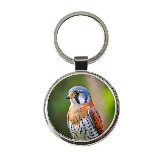 American Kestrel Raptor Bird Of Prey Round Metal Keychain