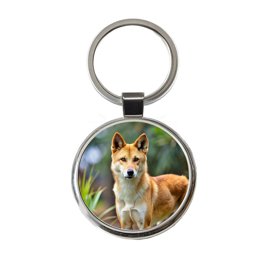Australian Dingo Round Metal Keychain