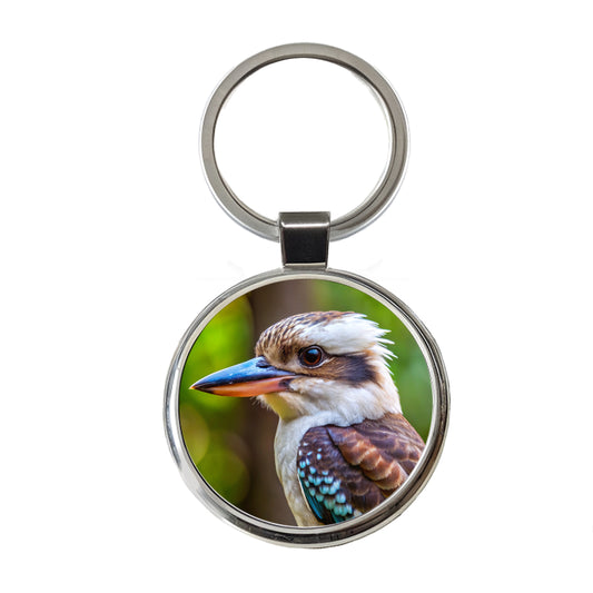 Australian Kookaburra Bird Round Metal Keychain