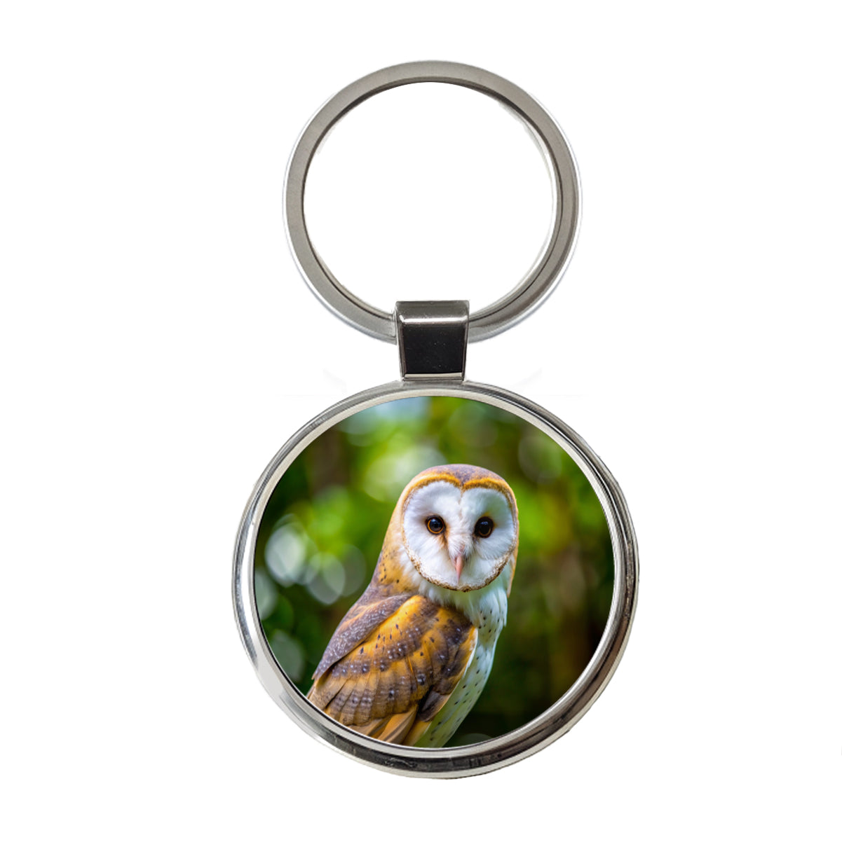 Barn Owl Raptor Bird Of Prey Round Metal Keychain