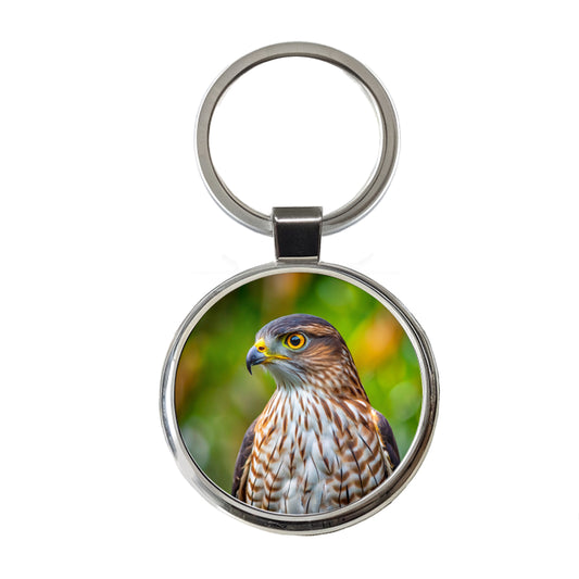 Cooper's Hawk Raptor Bird Of Prey Round Metal Keychain