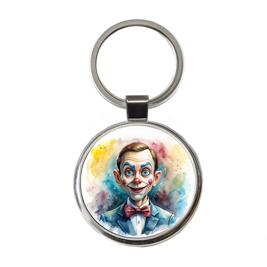 Creepy Ventriloquist Dummy Watercolor Round Metal Keychain