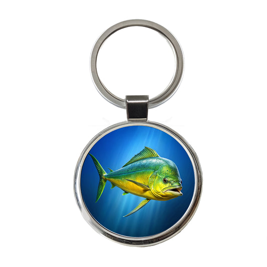 Dorado Fish Round Metal Keychain