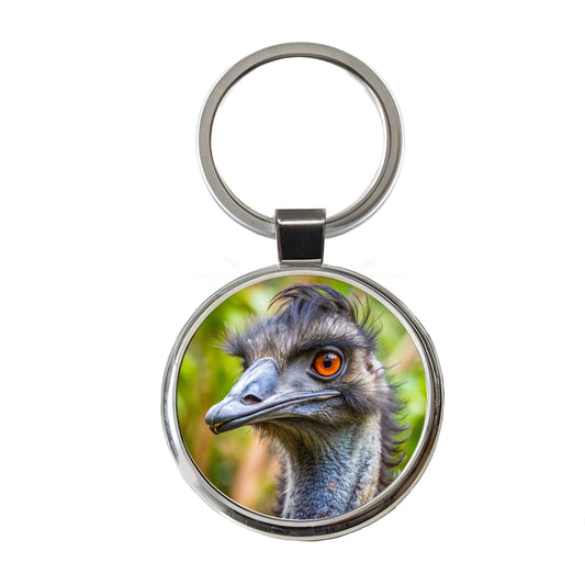 Emu Round Metal Keychain