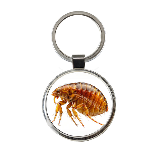 Flea Round Metal Keychain