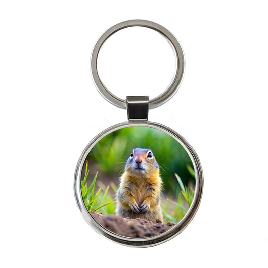 Gopher Round Metal Keychain