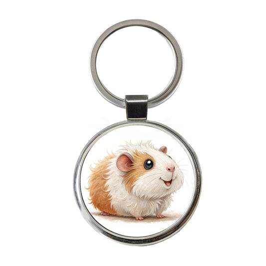 Guinea Pig Children's Illustration Style Round Metal Keychain