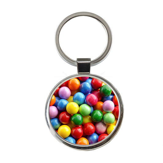 Gumballs Colorful Candy Round Metal Keychain