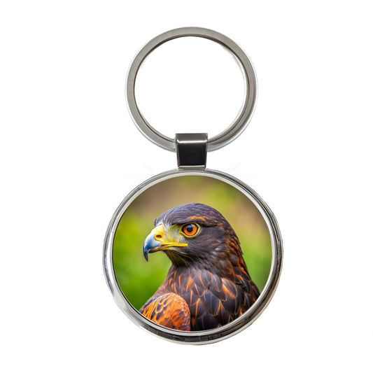 Harris's Hawk Raptor Bird Of Prey Round Metal Keychain