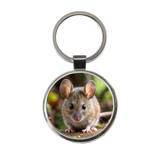 Mouse Round Metal Keychain