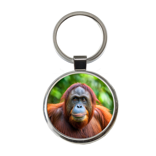 Orangutan Monkey Ape Round Metal Keychain