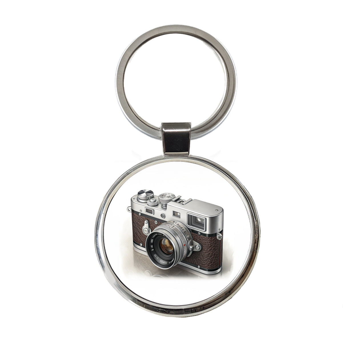 Retro 35mm Photography Camera Round Metal Keychain