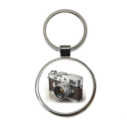 Retro 35mm Photography Camera Round Metal Keychain