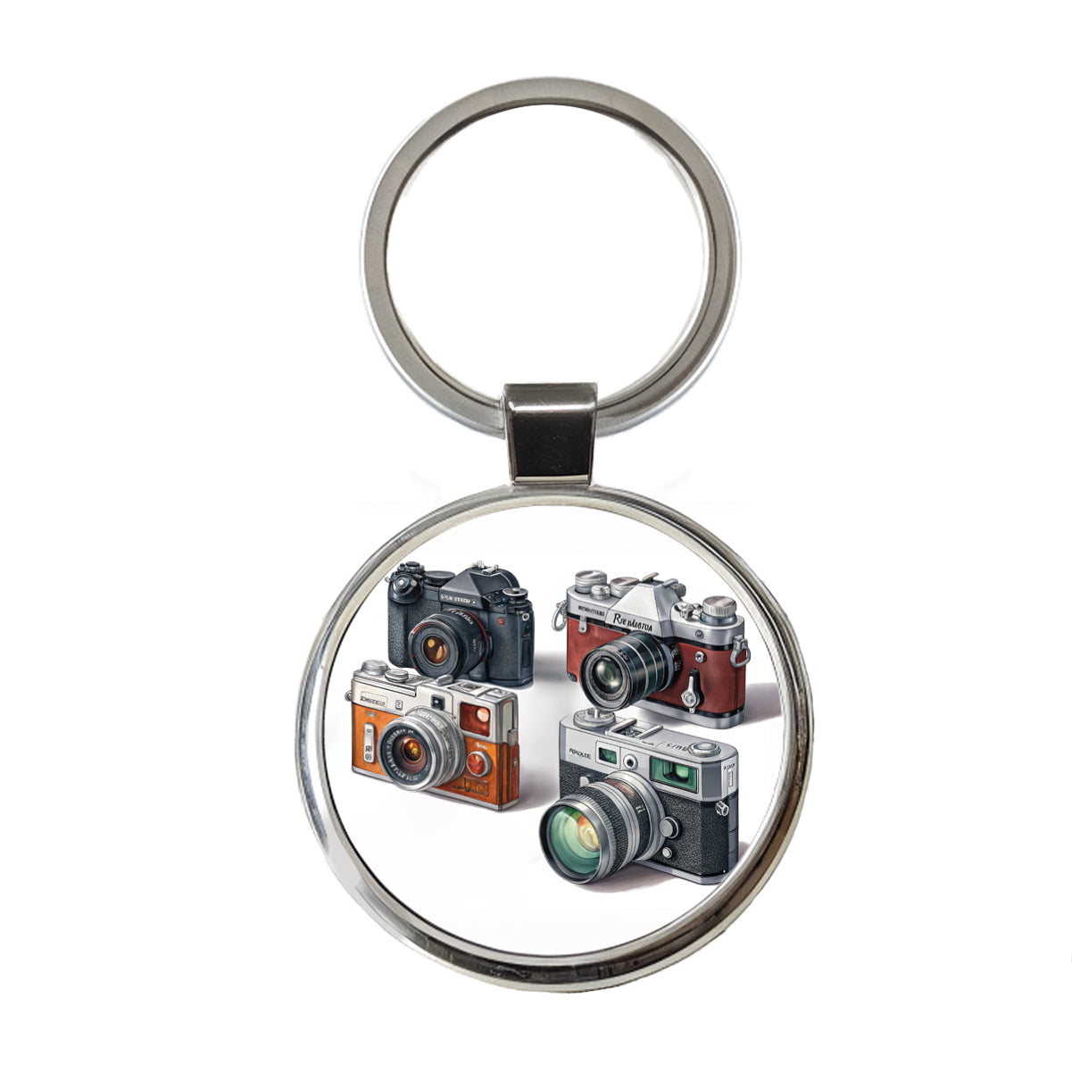 Retro Photography Cameras Round Metal Keychain