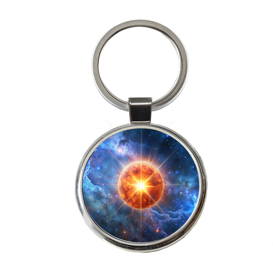 Star Going Nova Sci-fi Galaxy Space Round Metal Keychain